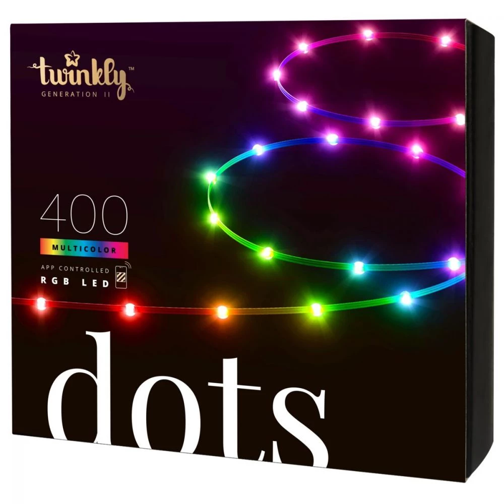 Twinkly Light Dots 400LED RGB 20m Sort 3 Twinkly Light Dots 400LED RGB 20m Sort