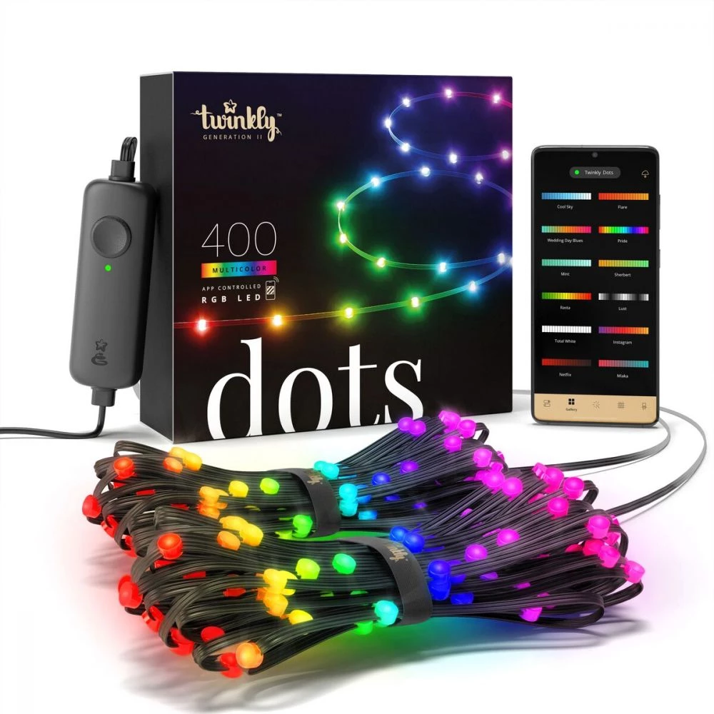 Twinkly Light Dots 400LED RGB 20m Sort 4 Twinkly Light Dots 400LED RGB 20m Sort - Billede 2