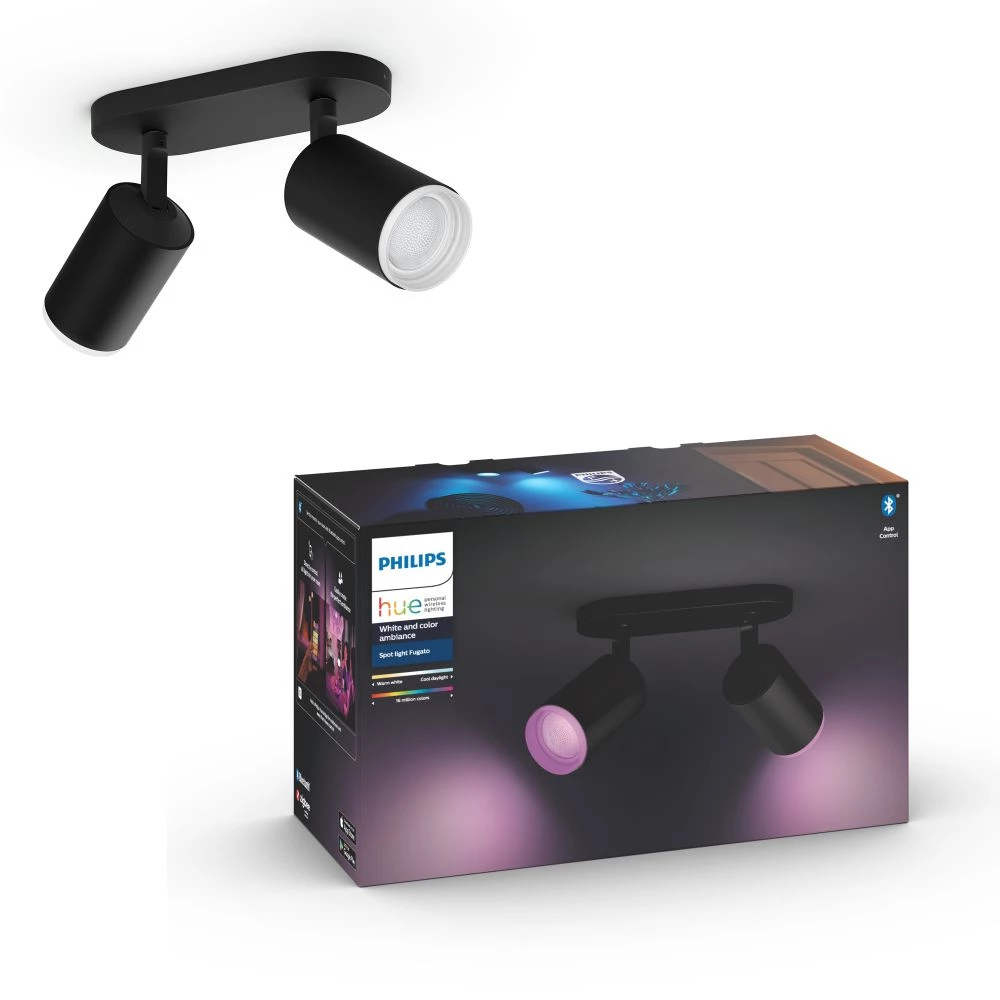 Philips Hue Fugato Plate/spiral Sort 2x5.7W 230V 3 Philips Hue Fugato Plate/spiral Sort 2x5.7W 230V