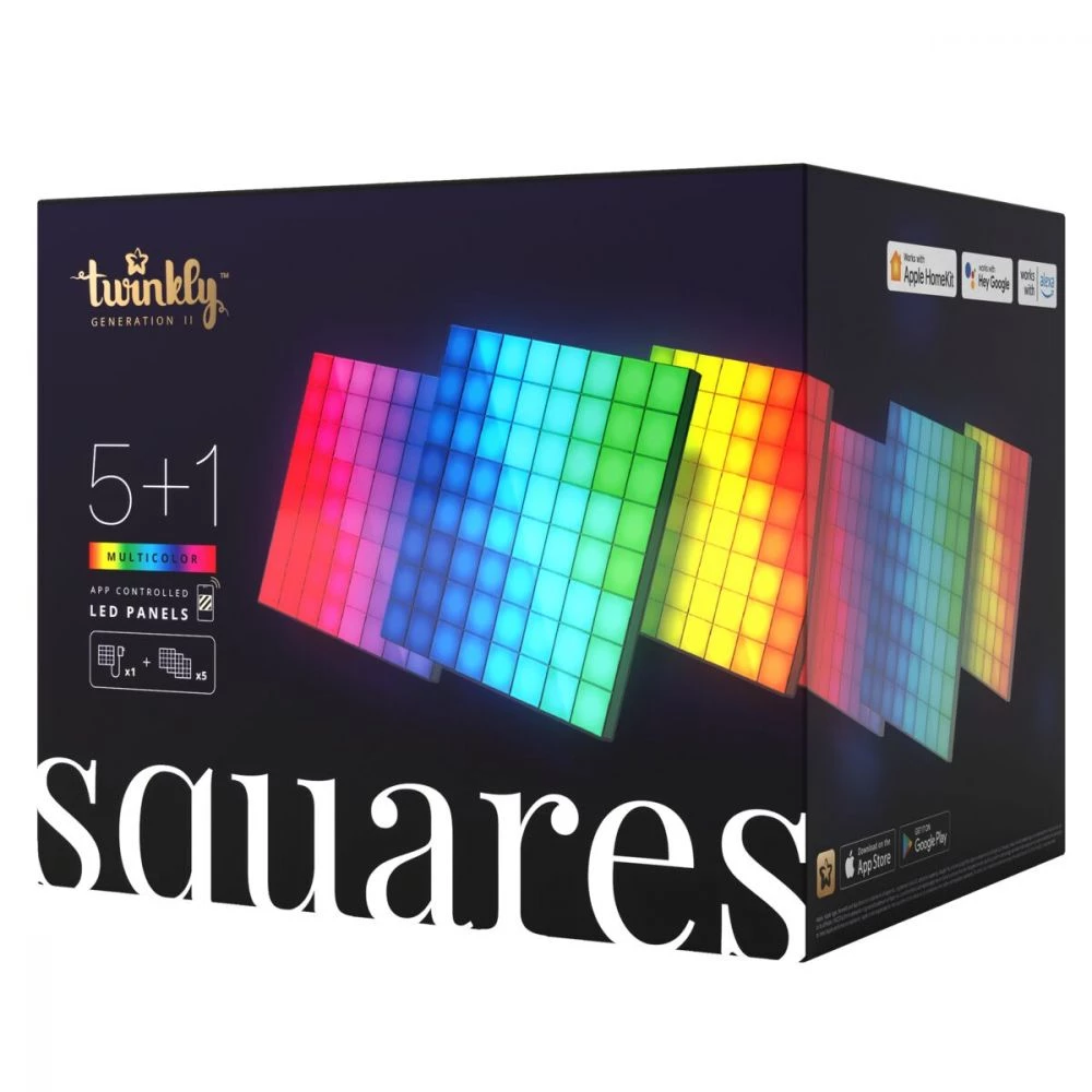 Twinkly Light Squares 6 Pak Lyspanel Startsæt Pixels RGB - 16x16 Cm & 64LED Pr Panel 3 Twinkly Light Squares 6 Pak Lyspanel Startsæt Pixels RGB - 16x16 Cm & 64LED Pr Panel
