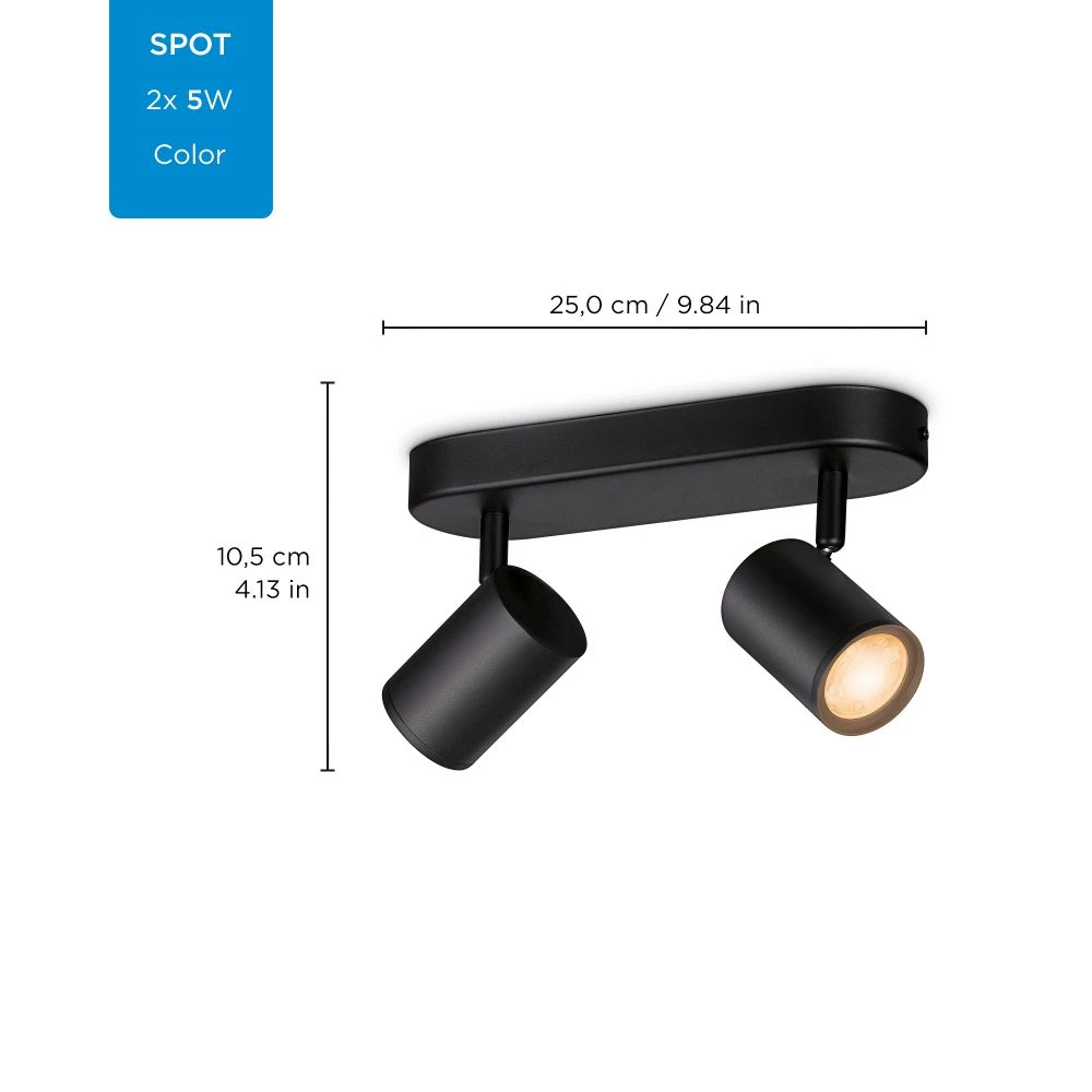 WiZ Imageo Spots 2x5W B 22-65K RGB - Color 4 WiZ Imageo Spots 2x5W B 22-65K RGB - Color - Billede 2