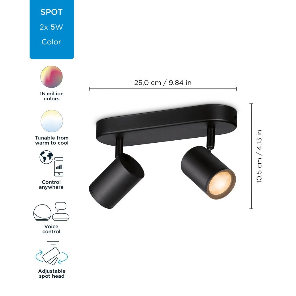 WiZ Imageo Spots 2x5W B 22-65K RGB - Color 14 WiZ Imageo Spots 2x5W B 22-65K RGB - Color - Billede 12
