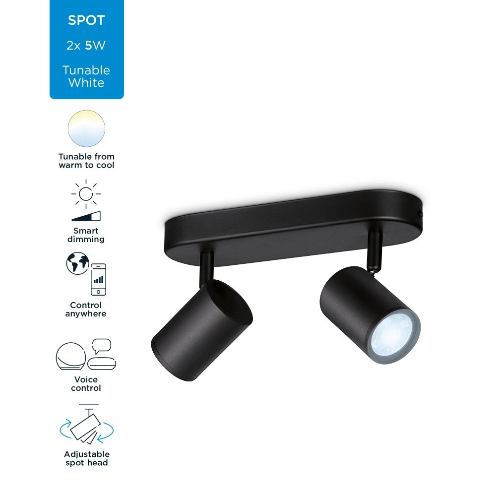 WiZ Imageo Spots 2x5W B 27-65K TW - Tunable White 5 WiZ Imageo Spots 2x5W B 27-65K TW - Tunable White - Billede 3