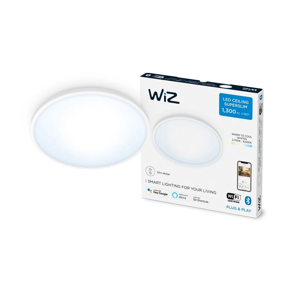 WiZ SuperSlim Loftlampe 14W W RD 27-65K TW - Tunable White 3 WiZ SuperSlim Loftlampe 14W W RD 27-65K TW - Tunable White