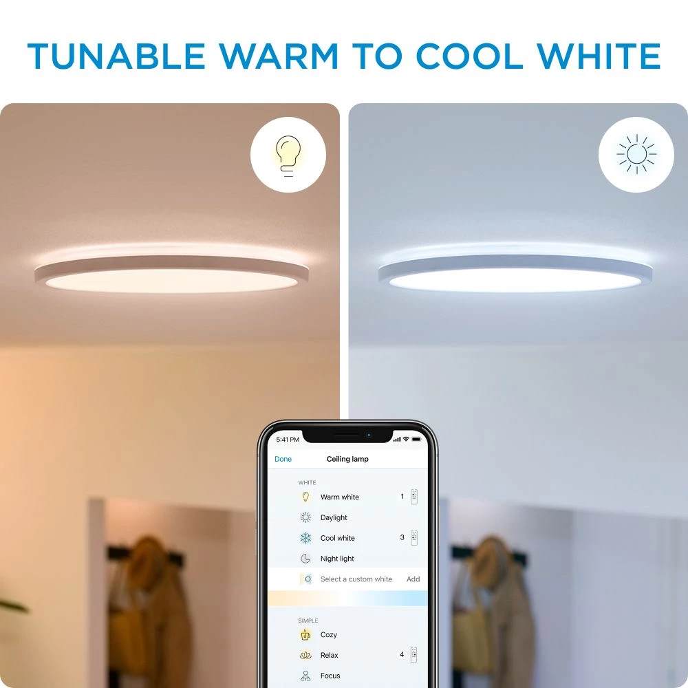 WiZ SuperSlim Loftlampe 14W W RD 27-65K TW - Tunable White 9 WiZ SuperSlim Loftlampe 14W W RD 27-65K TW - Tunable White - Billede 7