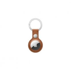 Apple Airtag Leather Key Ring Saddle Brown