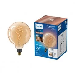 Philips Smart LED Tunable White - Filament Globe G200 E27, Ravfarvet