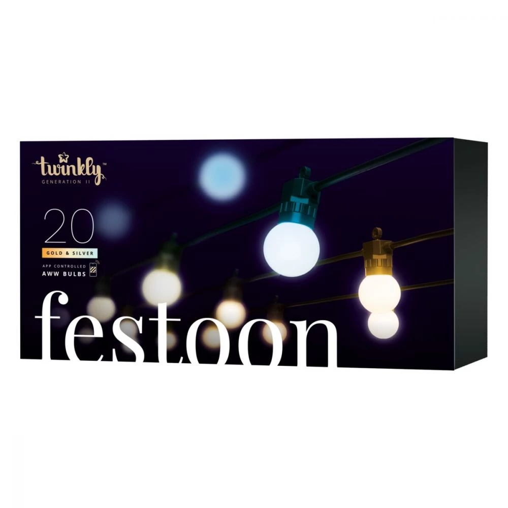 Twinkly Festoon Party Lights Lyskæde 20LED AWW G45 Bulbs 3 Twinkly Festoon Party Lights Lyskæde 20LED AWW G45 Bulbs